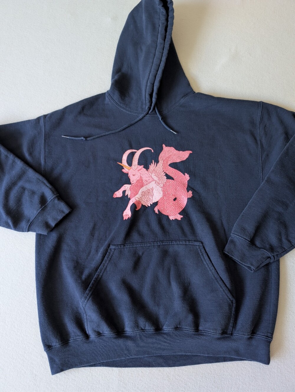 Capricorn Zodiac Gildan Heavy Blend Navy Hooded Sweatshirt Hoodie Sz L Cotton image 8